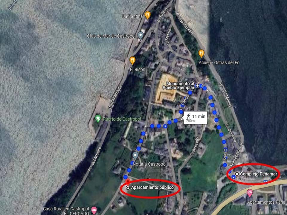 RUTA ENTRE EL ESTACIONAMIENTO Y EL SALON