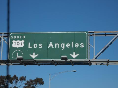 Cartel indicativo de Los Angeles, en la autopista 101 americana